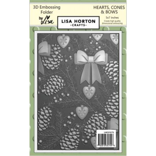 hearts , cones & bows - Embossing Folder by lisa horton crafts LHCEF075